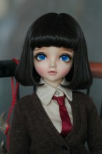 1/6 6-7" 15-17cm Bjd Doll Hair Wig Short Lovely Cute Atrous Black Bob Neat Style