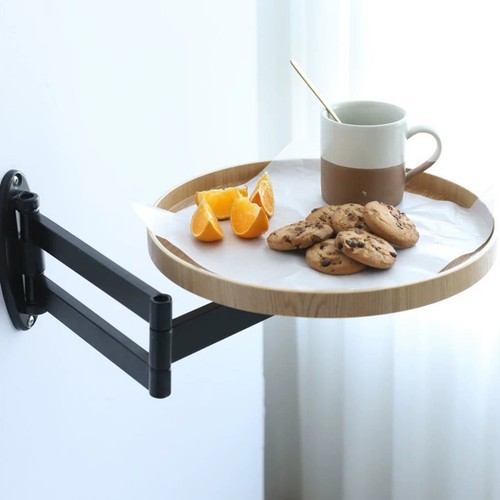 Wall Mounted Table Rotating Bedside Table Retractable Floating Desk - Picture 10 of 14