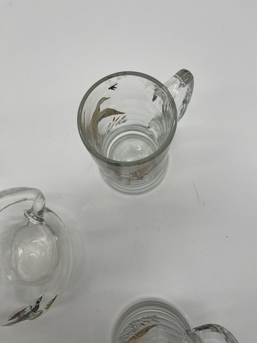 VINTAGE LIBBEY GLASS DUCK MALLARD Waterfowl Beer Tankard Mug Steins With Carafe - Picture 8 of 14