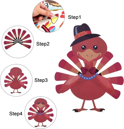 20 Sheet Turkey Stickers Thanksgiving Stickers for Kids,Reusable Thanksgiving - Picture 3 of 7