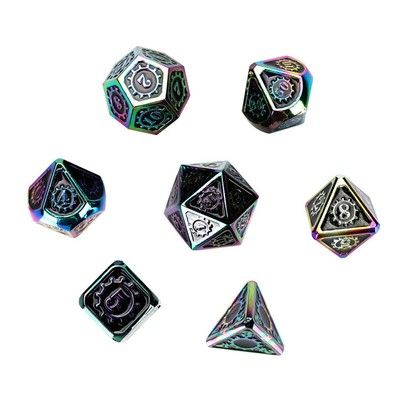Für DND RPG MTG Rollenspiel Rainbow Metal Polyhedral Dice 7Pcs / Set W / Box