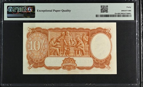 Australia 1949 Coombs Watt 10 Shillings Banknote PMG 40 EPQ EXTREMELY FINE #0... - Picture 2 of 2