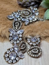 Lot 6 Fancy Rhinestone Beads Findings Beading Jewelry Clear Prong Gold Tone