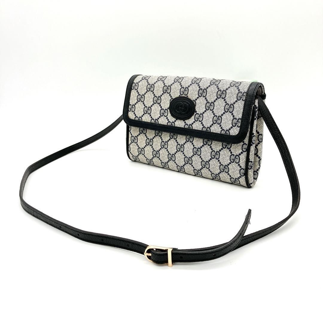 GUCCI GG Supreme PVC Navy Shoulder Bag Imported From Japan