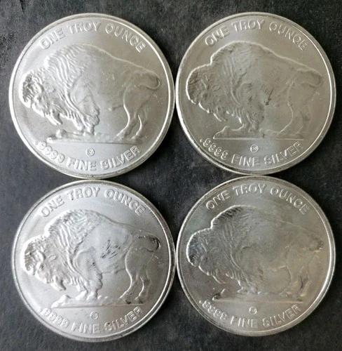 Lot of Four CNT Minting 1oz Silver Buffalo Rounds