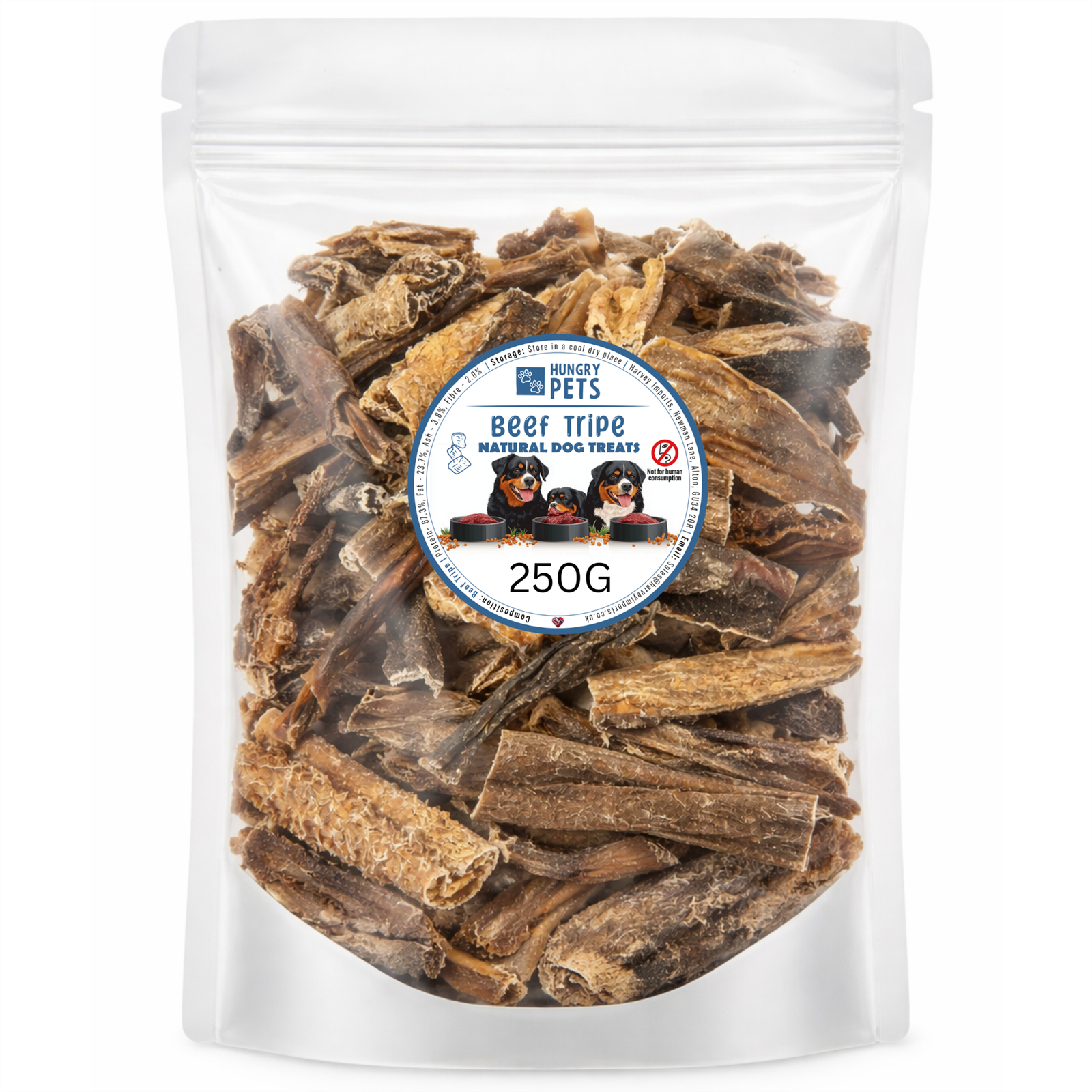 Hungry Pets Beef Tripe - Natural dog treats, 250g