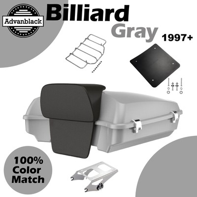 Billiard Gray Razor Tour Trunk Pack Fits for 97+ Harley FLHR FLHXS FLTRX