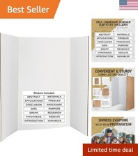 White Tri-Fold Presentation Board 28" X 40" Corrugated Tabletop Display Exhib...