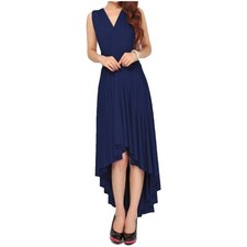 Elegant Navy Sleeveless High-Low Dress Maxi off shoulder dress