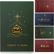 Elegant Christmas Card Set of 20 with Religious Designs and Envelopes