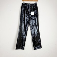 Pistola Black Faux Leather Straight Leg Pants Size 26