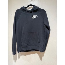 Nike Sportswear Essential Women Black Fleece Pullover Hoodie Logo Medium M
