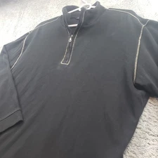 Scott Barber Pullover Mens Sz L 1/4 Zip Black Long Sleeve Pima Cotton Sweatshirt