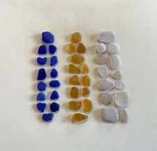 Genuine Beach Sea Glass Cobalt Deep Lavender Yellow Surf-tumbled Mendocino CA