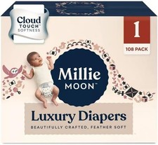 Millie Moon Luxury Diapers Size 1 108 Ct 6-11 lbs - White