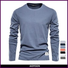100 Cotton Long Sleeve T Shirt For Men Solid Spring Casual Mens T-shirts