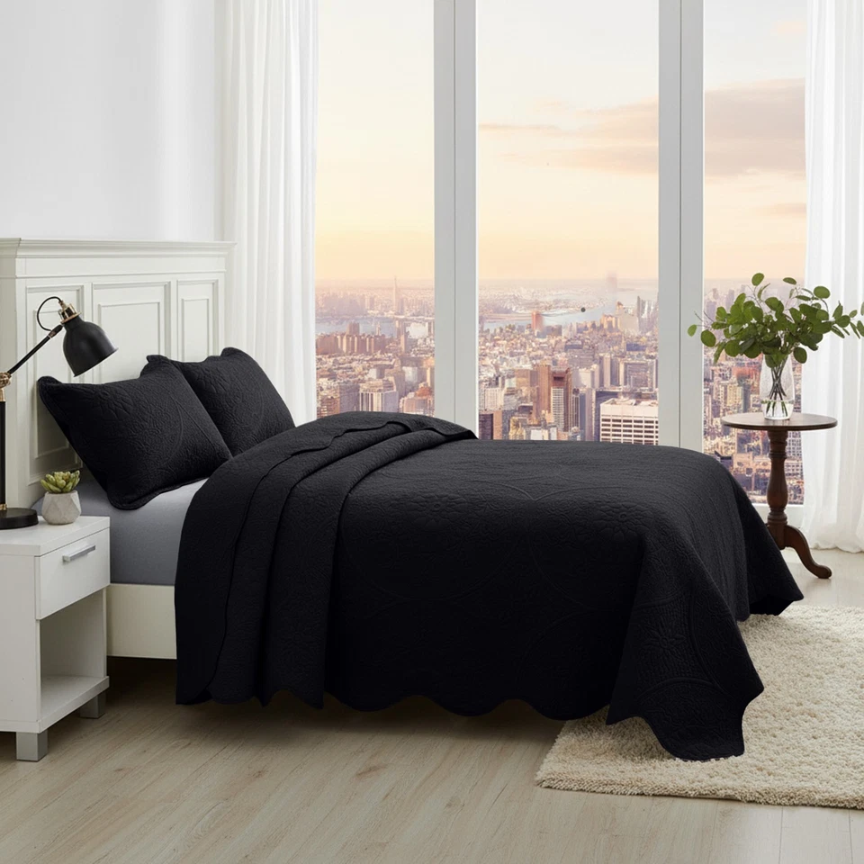 Conjunto moderno de colcha com fronhas de travesseiro colcha macia conjunto de cama queen king size - Imagem 3 de 4