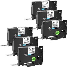 6PK Black on White TZ-FX231 Tape For Brother TZe-FX231 PT-P700 12mm Label Maker