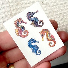 Temporary tattoo sheet Seahors, Cute Kids Tattoos, Colorful Seahorse Tattoo