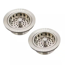3-1/2 In. Post Style Kitchen Sink Basket Strainer in Satin Nickel 2-Pack 