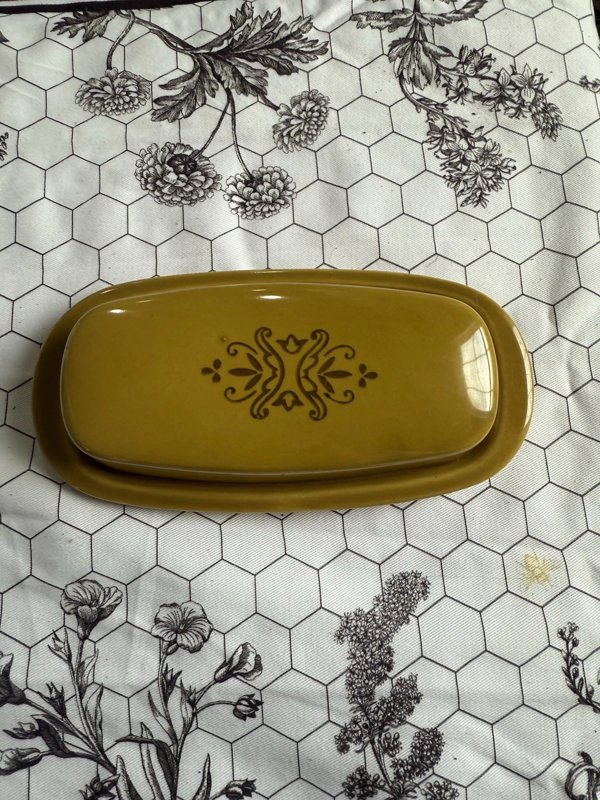 VTG 70s Homer Laughlin Casualstone Coventry Butter Dish Harvest Gold Amberstone