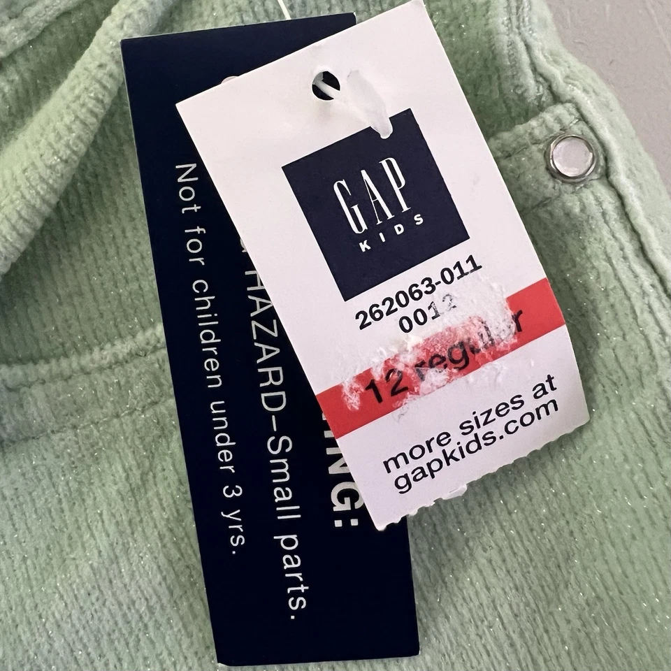 Gap Kids Stretch Flare Corduroy Glitter Pants Girls 12R Mint Y2K Adj. Waist NWT - Image 2 of 4