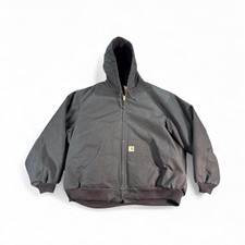 Carhartt Jacket Mens 3XL Black J140 Active Hooded Duck Quilted Lined Made in USA