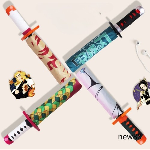Demon Slayer Anime Three-Fold Umbrella Agatsuma Zenitsu Sun Protection Prop Gift - Picture 2 of 20