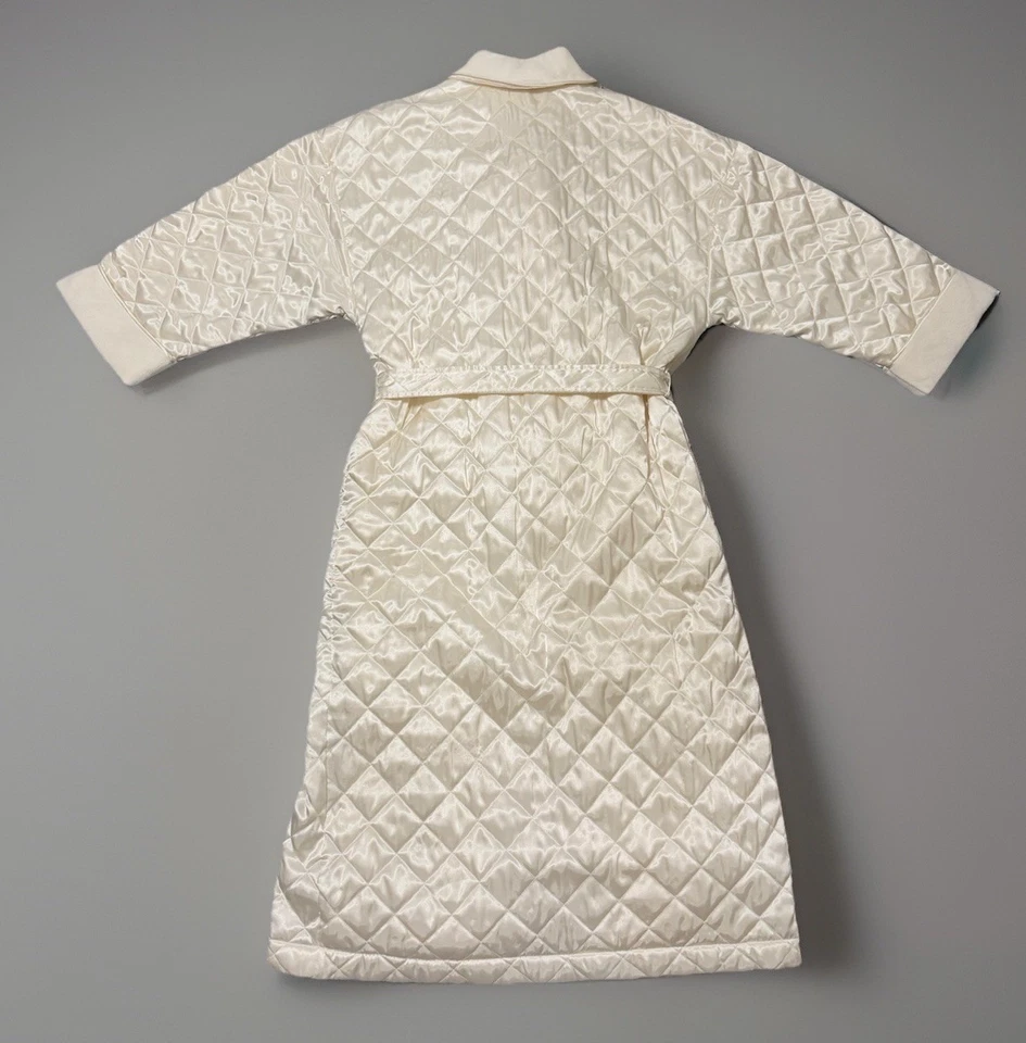 Maxi bata acolchada satinada marfil vintage de Victorias Secret forrada en vellón talla M L Foto 3 de 4