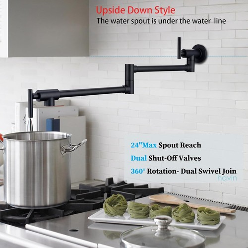 Rubinetto pieghevole cucina lusso - riempimento pentola design capovolto in nero opaco - Foto 4 di 7