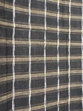 Black Tan Plaid Woven Fabric Piece 22" x 17" Quilting Sewing