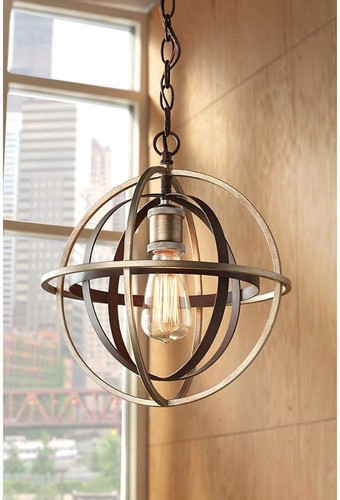 Home Decorators Barton Bay 1-Light Bronze and Champagne Pewter Orb Mini Pendant - Picture 4 of 8