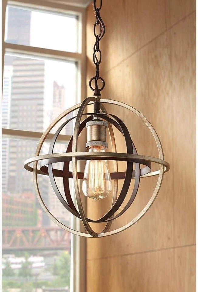 Home Decorators Barton Bay 1-Light Bronze and Champagne Pewter Orb Mini Pendant - Image 4 of 4