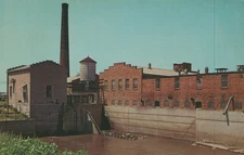 Vintage Chrome Postcard Mill Stream Amana Woolen Mill Iowa