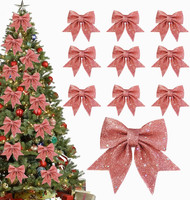 10 StüCk Weihnachtsschleifen Rosa,Glitzer Schleifen Weihnachtsbaum,Bogen Schleif
