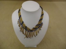 Designer Fashion Necklace 13in L Beaded/Strand Bib Female Adult Browns/Blues
