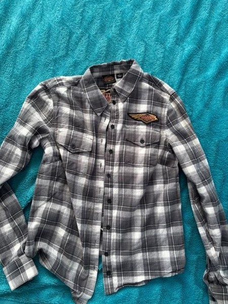 Women Harley Davidson Shirt Grey Cotton 36