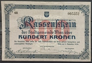 Banknote Geldschein Österreich 1912 Kassenschein Wien 1918