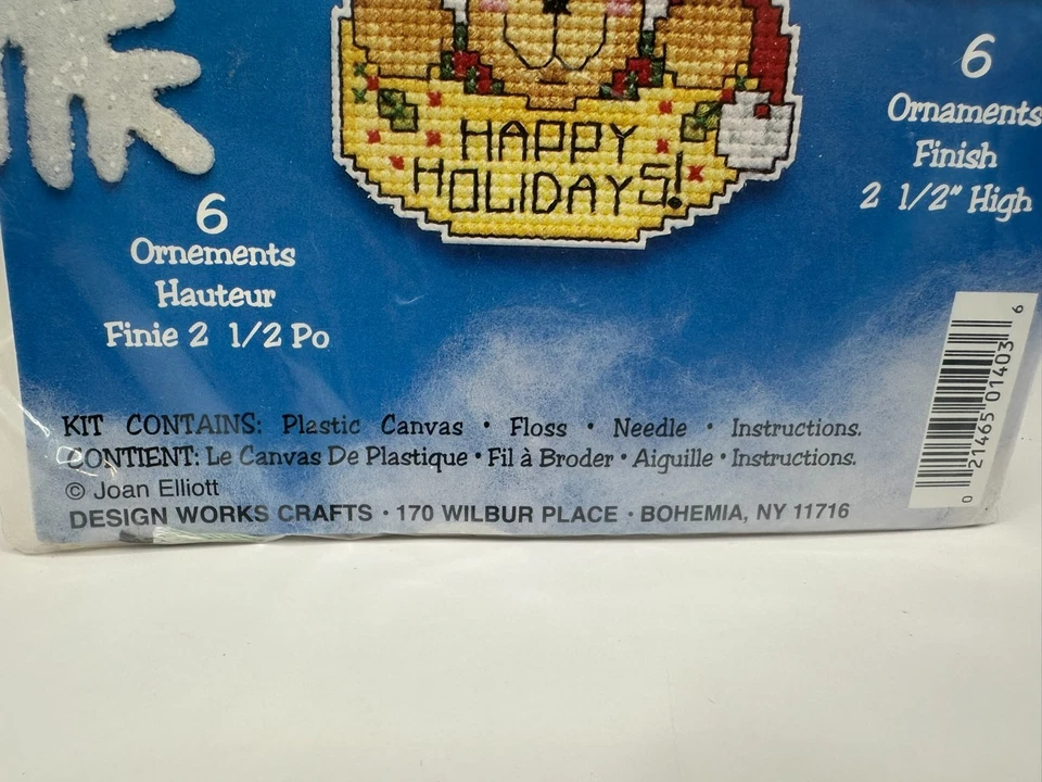 Design Works Plastic Canvas Christmas Ornament Kit Set of 6 Cross Stitch 1403 - Image 4 of 4