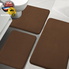 Bathroom Rug Sets 3 Piece, Memory Foam Bath Mat, Non Slip Super Absorbent Soft B