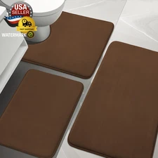 Bathroom Rug Sets 3 Piece, Memory Foam Bath Mat, Non Slip Super Absorbent Soft B