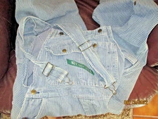 Key Imperial Overalls Mens 38x30 Blue White Hickory Stripe Bib Workwear