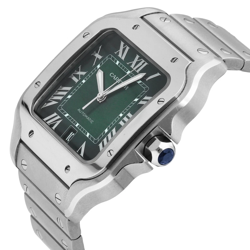 Reloj automático para hombre Cartier Santos De Cartier grande esfera verde WSSA0062-4072 Foto 2 de 4