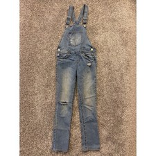 Levis Overalls Kids 12 Regular Blue Denim Light Wash Distressed Knee Ripped