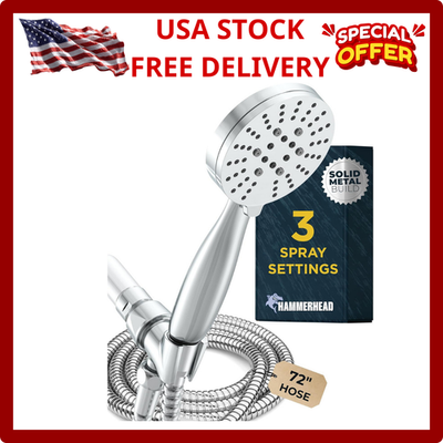 #ad HammerHead Showers® Solid Metal 3 Spray Handheld 2.5 GPM Brushed Nickel $159.99