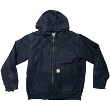 Carhartt Black Full Zip Quilted Lined Hooded Work Jacket Men Size Medium