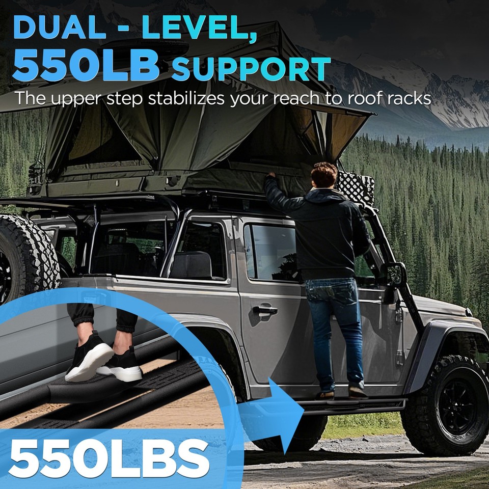 Drop Running Boards For Jeep Gladiator JT 2020-2025 4 Door - Side Step Nerf Bars, Carbon Steel, Textured Black