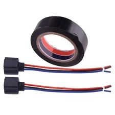 2 pcs Wire Pigtail Female 9008 H13 Harness Head Light with Tape Bulb Plug