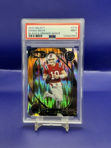 2024 Panini Select Club Level Drake Maye 218 Red & Yellow Shock Prizm RC PSA 9
