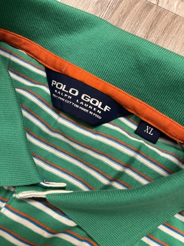 Ralph Lauren Polo Golf Striped Shirt Green Orange Size XL - Picture 3 of 6